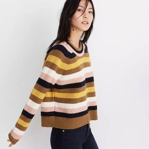 Madewell Striped Tilden Pullover Sweater, XS